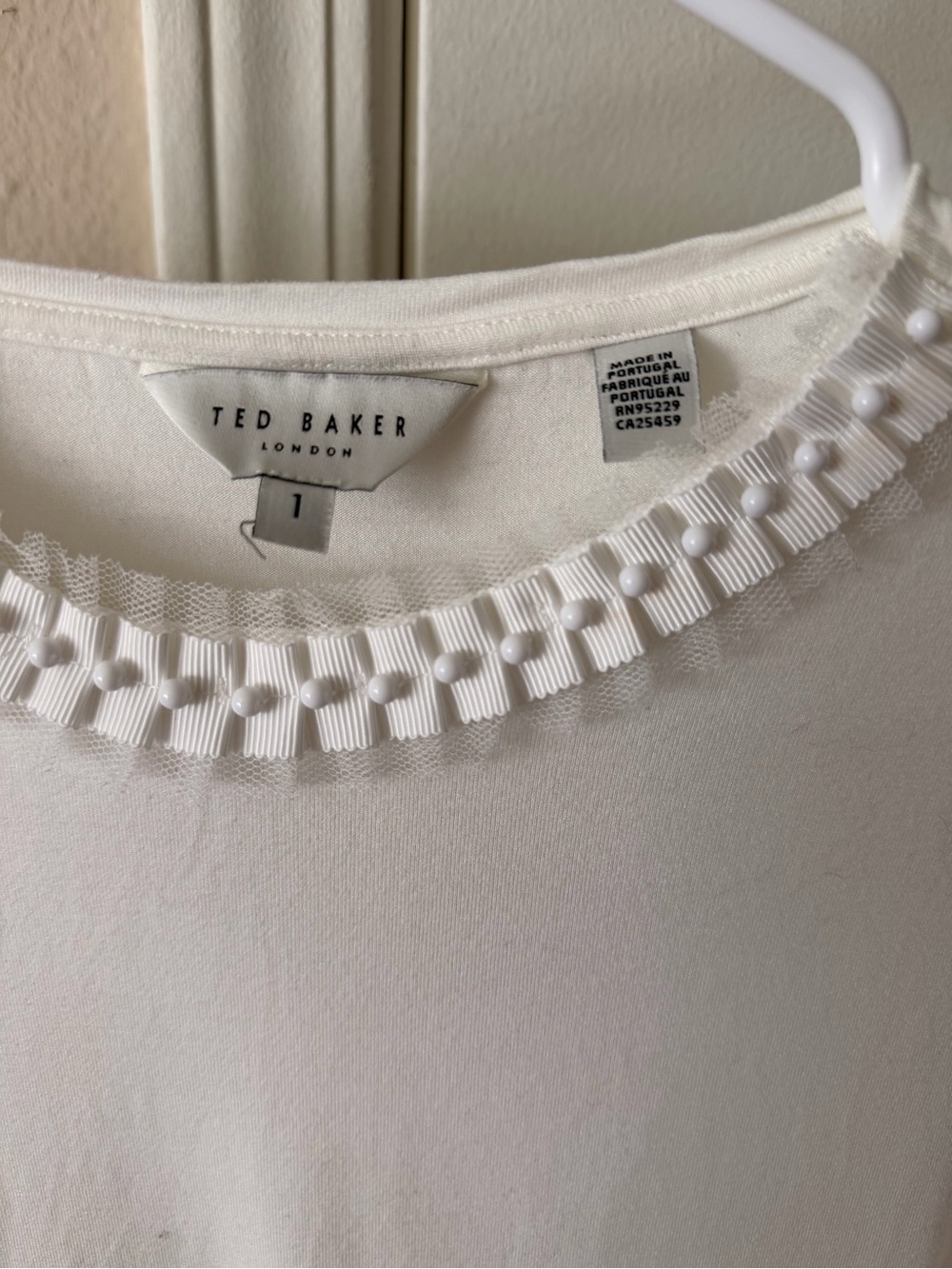 Ted Baker White Ruffle-Trim Tee - Picture 3 of 8